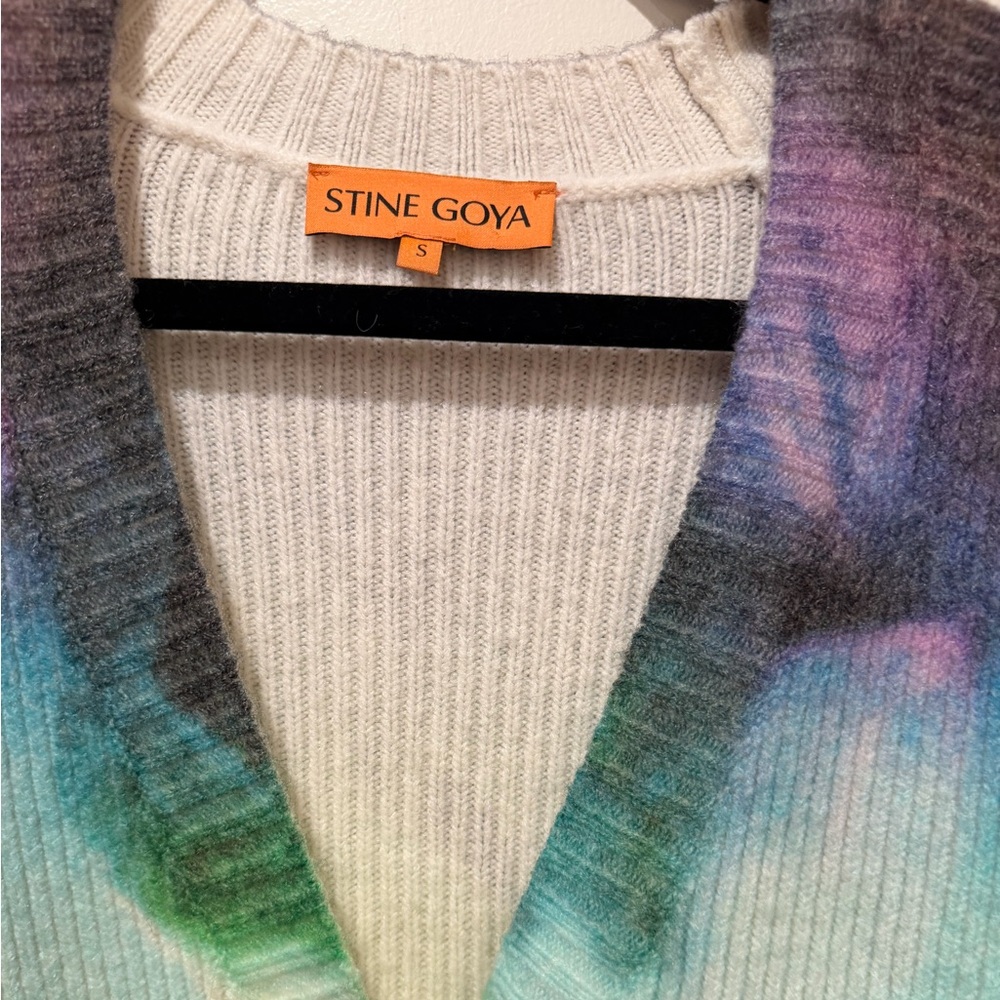Stine Goya Elba Rib Cardigan Tie Dye Multicolor Knit Sweater Size S - Picture 5 of 6